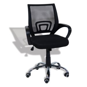 233- mesh back office Chair, with chrome 5 star base, swivel & tilt in fabric