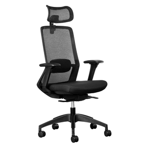 BEF001C MESH EXECUTIVE WITH HEADREST & ADJUSTABLE ARMS IN FABRIC
