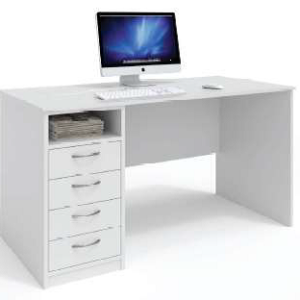 Casa 1350L x 700D x 726H with 4 Drawer Desk Height Pedestal and Open Cube - 16mm Top, Modesty and End Panel