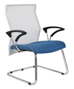 BEFDSGVIS VISITORS SIDE CHAIR WITH SLEIGH CHROME FRAME, MESH BACK IN FABRIC