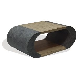 Solana Coffee Table,Curved sides Stone effect Open base