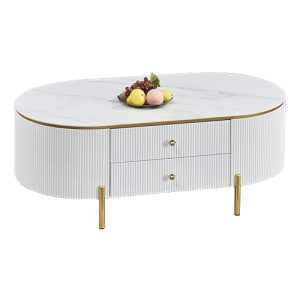 Carson Coffee Table,2 Drawers Gold finish Gold hardware finish
