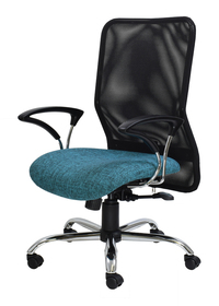 BEFDSL NETTED HIGH BACK SYNCHRO OFFICE CHAIR, CHROME BASE, GAS HEIGHT ADJUSTMENT IN FABIRC
