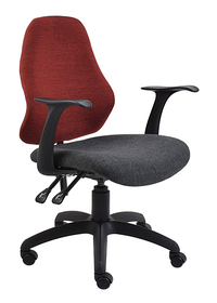 BE200 OPERATOR MID BACK CHAIR , WITH T - ARMS, 5 STAR NYLON BASE IN CONTRACT FABRIC
