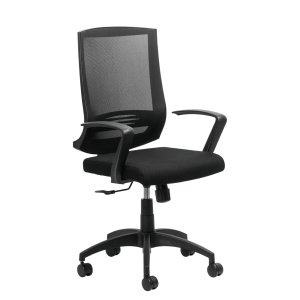 BET High back mesh back chair ,BLACK NETTED BACK WITH LUMBAR SUPPORT , 2-Lever Synchron Mechanism , 5 - Star Chrome Loop Base - 700mm , Chrome Sleighbase Frame with Nylon Armcaps , Headrest - Black Only , 2D Height Adjustable Arms - PU Armcaps