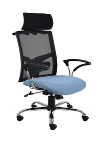 BEFDSWHB HIGH BACK CHAIR SYNCHRO MECHANISM , HEAD REST , CHROME BASE IN FABRIC