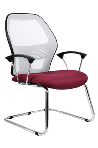 BEFDSX NETTED VISITORS CHAIR , WITH SLEIGH BASE CHROME FRAME IN FABRIC