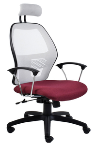 BEFDSX NETTED HIGH BACK CHAIR , WITH SYNCHRO MECHANISM, AND HEAD REST IN FABRIC