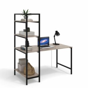 Nexa 1350L x 700D x 1400H Desk with Wall Unit + Side Storage with 16mm Shelves and 25 x 25mm Frame - 16mm Top