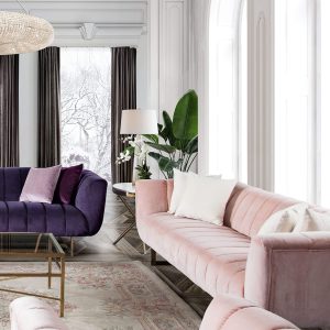 BE Cream Velvet Symmetrical 3pc sofa set