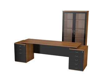 Toronto Managerial Desk With lockable pedestals, and glass display cabinet