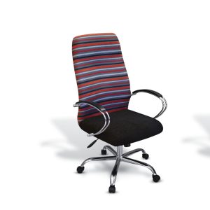 SEA100 Highback Chair with chrome arms, swivel & tilt mechanism  in fabric