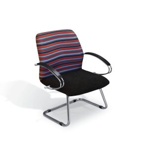 SEA300 Visitors Chair with chrome arms, chrome frame  in fabric