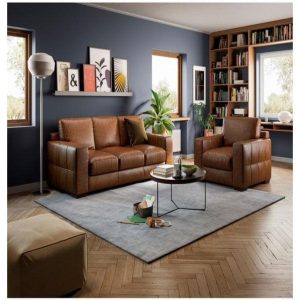 BE Square Arm Faux Leather 6 seater Sofa set