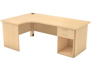 Cluster Desk 1200 x 1200 x750mm with 2 draws, no lock,and deep filer in maple melamine
