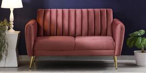 Cuba Velvet 2 Seater Sofa In Blush Pink Colour,
