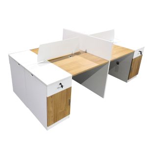 Accra 2400mm 4 way callcentre workstation , with screens, and pedestals