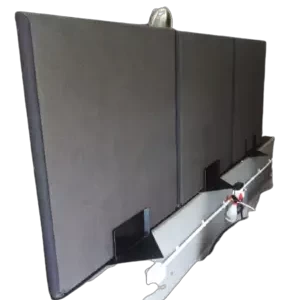 1000mmm x 1000mm Velcro screens with 3 steel base plates in dark grey fabric