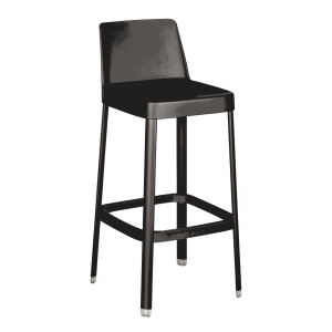 Kudu bar chair Black Poly Seat Shell 4-Legged Black Frame- Bar Height Non-Stackable Design Transparent Foot Pads
