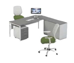 RECTANGULAR WORKTOP – 22MM TOP, INCLUDING 38? LEG AND BEAM SUB STRUCTURE, 1500W x 350H STEEL MODESTY PANEL