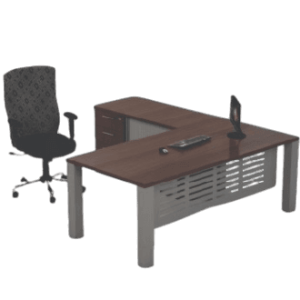 TRIM EXECUTIVE 32MM TOP WITH 4 100 SQAURE LEGS AND STORAGE BRACKET / INCLUDING SUPPORT BRACE MODESTY PANEL STEEL ROLLER DOOR CREDENZA 3S MOBILE PEDESTAL