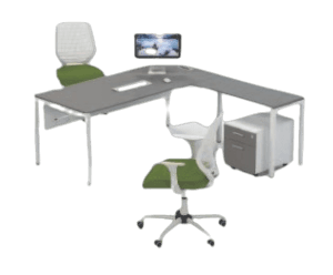 RECTANGULAR WORKTOP – 22MM TOP, INCLUDING 38? LEG AND BEAM SUB STRUCTURE, 1500W x 350H STEEL MODESTY PANEL